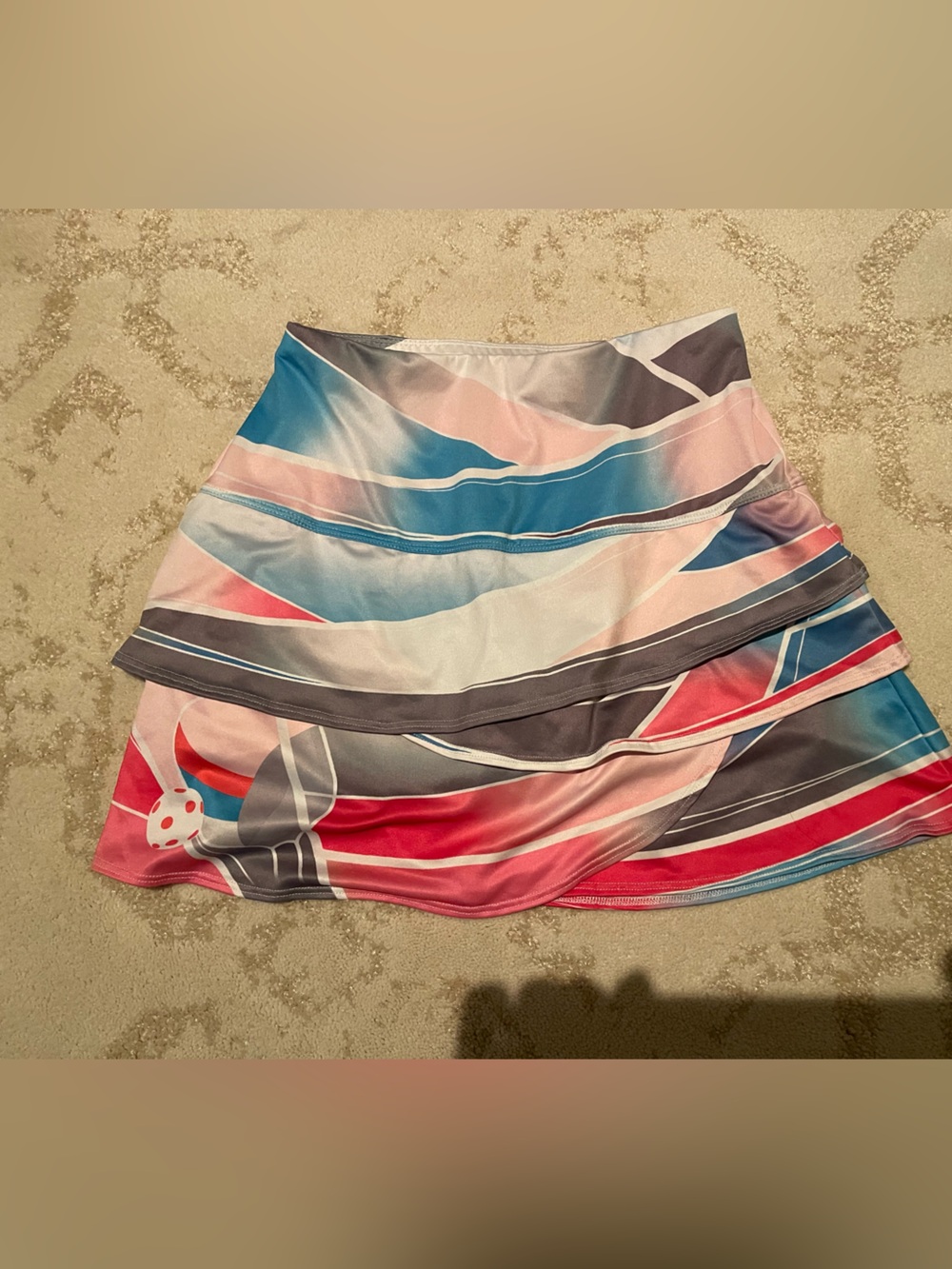 Lucky in love Multicolor Wave Print Women’s pickleball Skirt scalloped skort